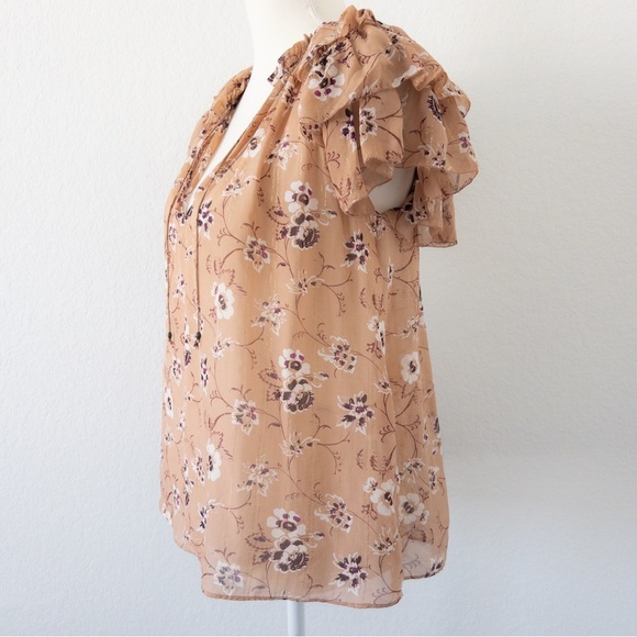 Ulla Johnson Silk-Blend Floral Ruffle Sleeve Blouse • Size 4 • Boho Elegant - Picture 3 of 9